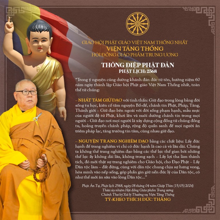 Thông Điệp Phật Đản Phật lịch 2568 – Viện Tăng Thống GHPGVNTN